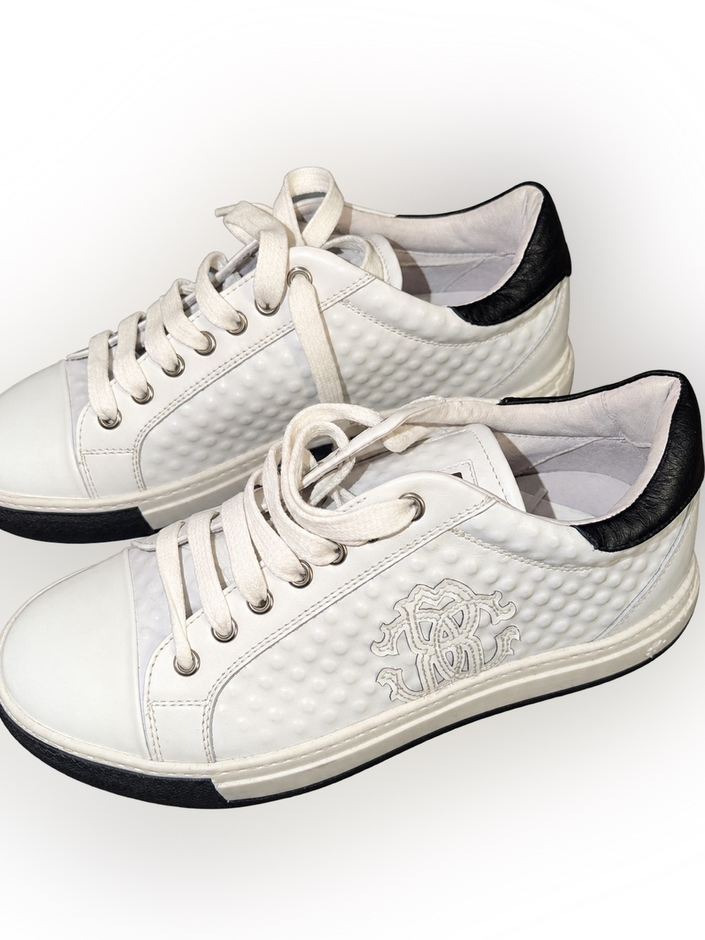 White and Black Low-Top Men's Sneakers